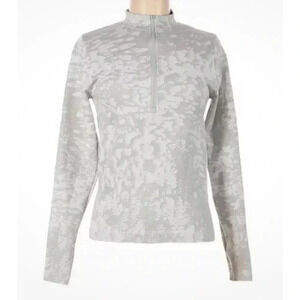 Fabletics Light Gray Abstract Quarter Zip Pullover Jacket Size S/XS